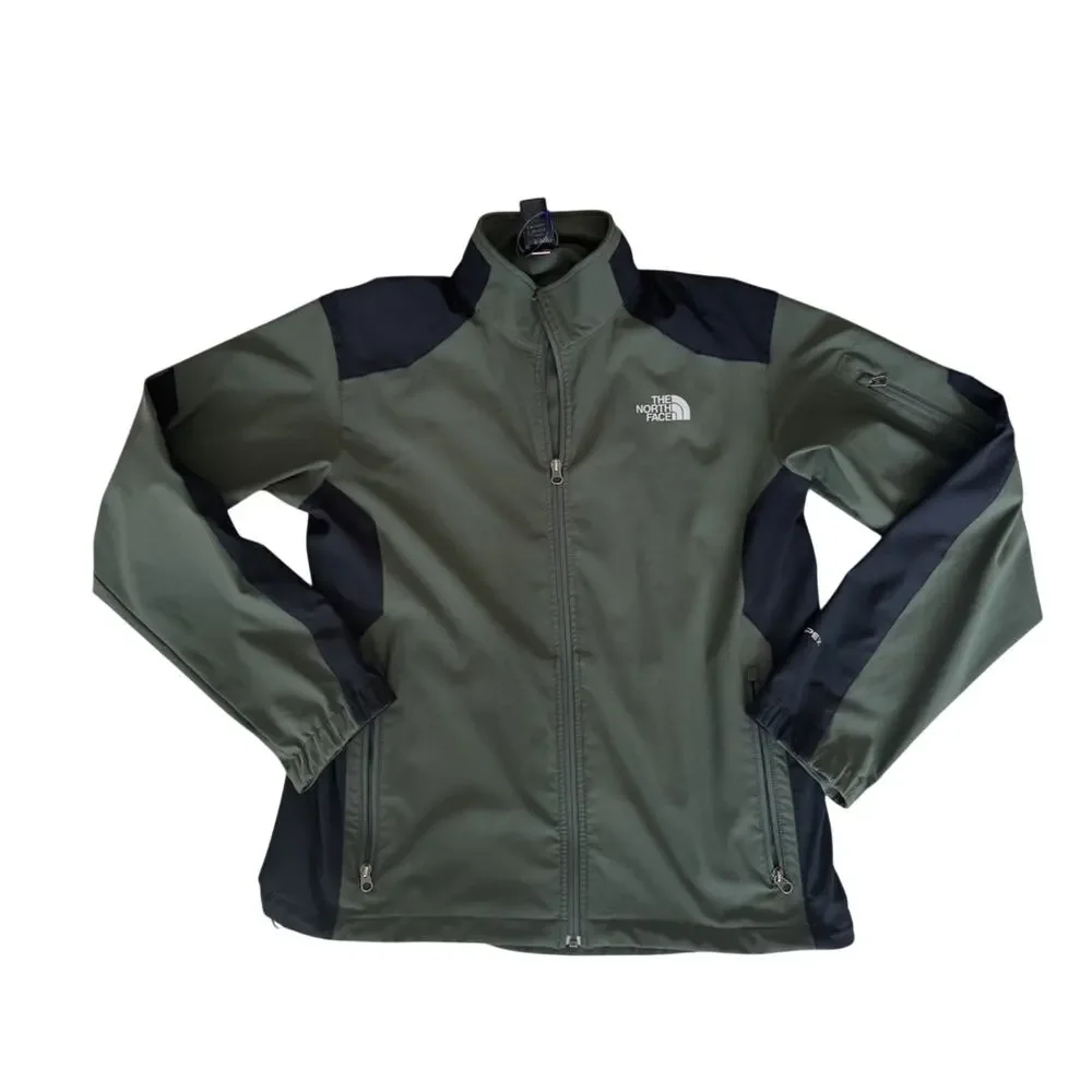 The North Face Apex Bionic Softshell Jacket Olive Green Black Fleece Lined Men L